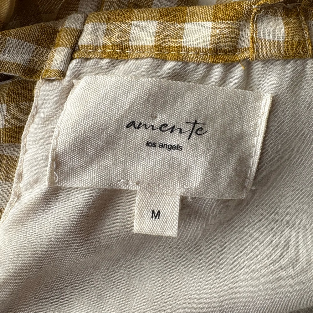 AMENTE TIE BACK MIDI DRESS - MUSTARD GINGHAM New Size Medium - Picture 8 of 9